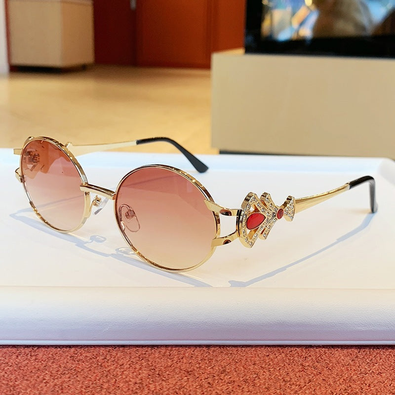 Damen elegante rechteckige Sonnenbrille mit glamourösen Verzierungen Karnz