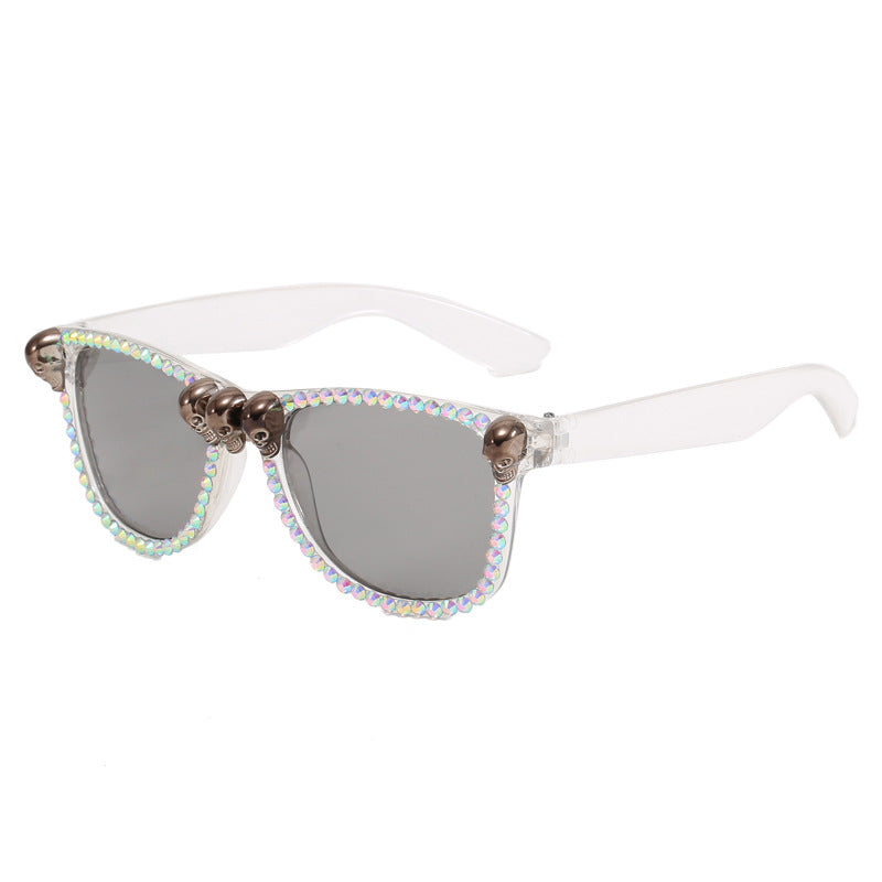 Damen extravagante Sonnenbrille mit Kristallverzierungen Karnz