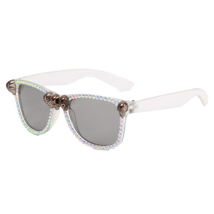 Damen extravagante Sonnenbrille mit Kristallverzierungen Karnz