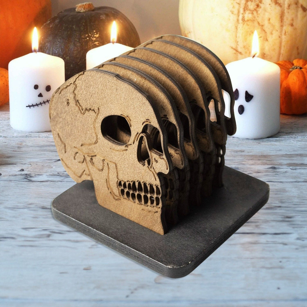 Mehrschichtiger MDF-Totenkopf-Serviettenhalter und Tischdeko