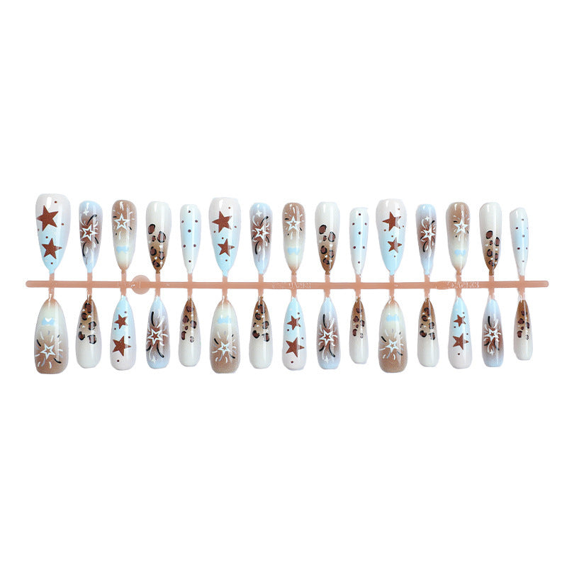 Künstlerisches Press-On Nagelset mit Stern- und Tierdruckdesigns