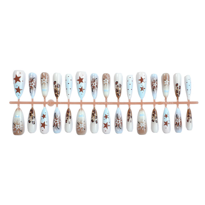 Künstlerisches Press-On Nagelset mit Stern- und Tierdruckdesigns