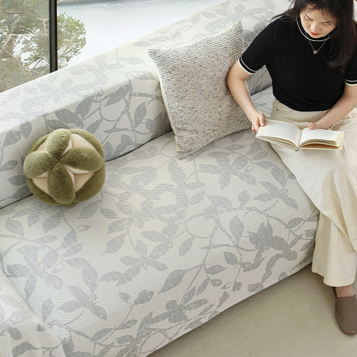 Universeller Sofa-Überwurf mit Blumenrelief und elastischem Saum