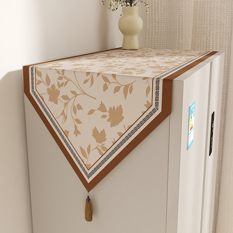 Refrigerator Top Floral Jacquard Runner with Tassel
