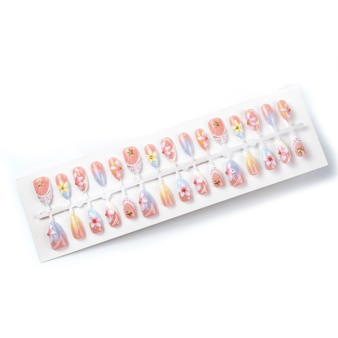 Blumenmuster Press-On Nagelkunst Set Karnz