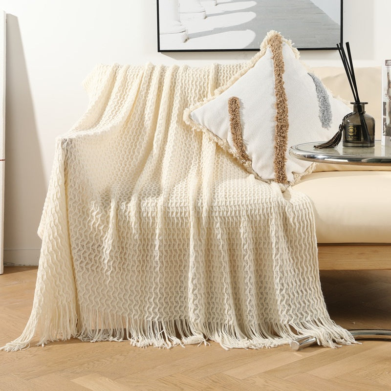 Gemütliche gestrickte Wurfdecke