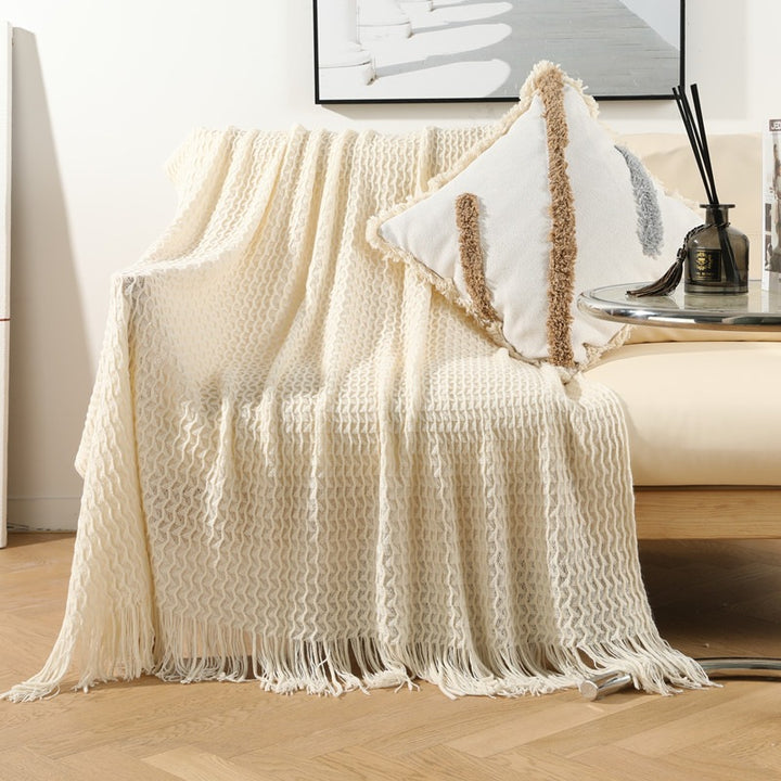 Gemütliche gestrickte Wurfdecke