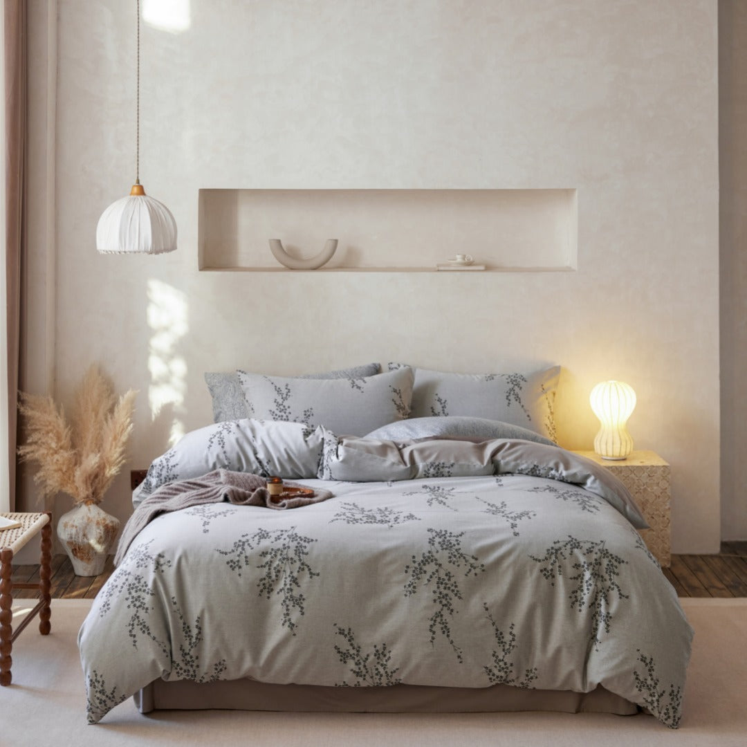 Luxuriöses Bettwäsche-Set aus Baumwollsatin mit feinem Jacquardmuster