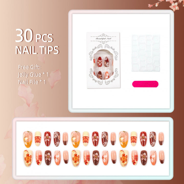 Florale Eleganz Press-On Nagelset 1790736494
