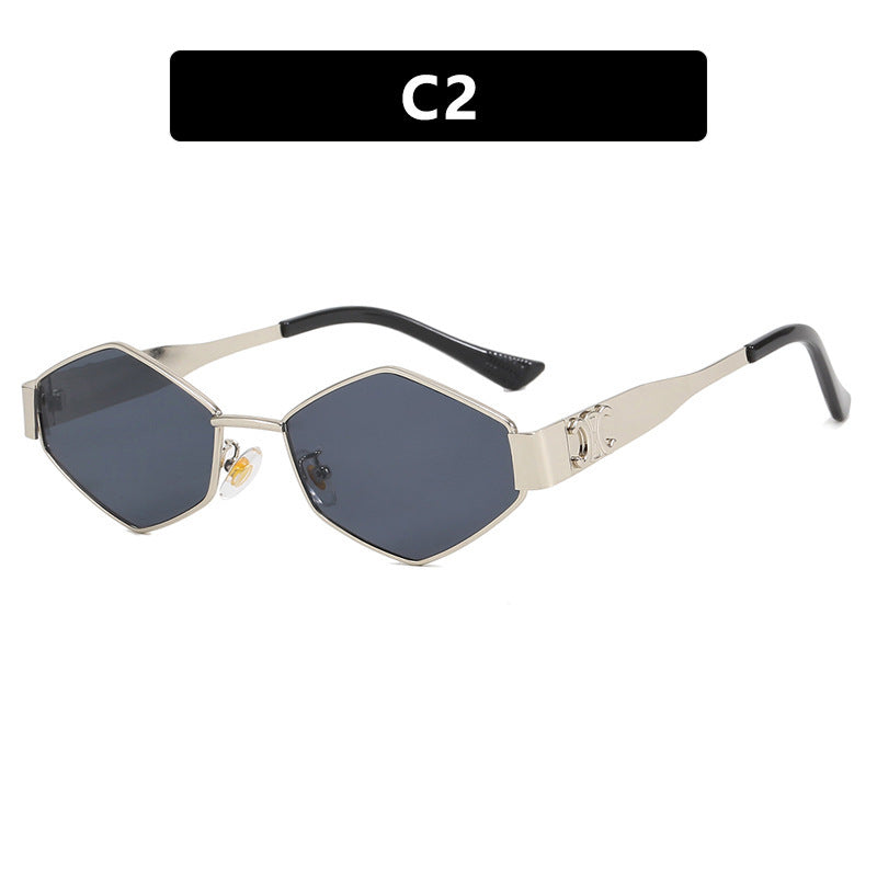 Damen hexagonale Designer-Sonnenbrille mit innovativem Metallrahmen Karnz