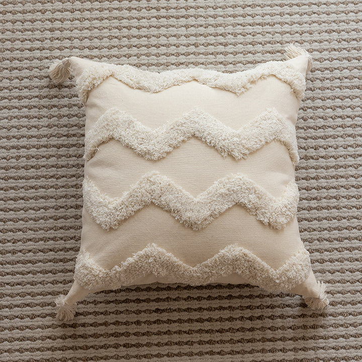 Boho Texturiertes Chevron Tuftet Quasten Wurfkissen
