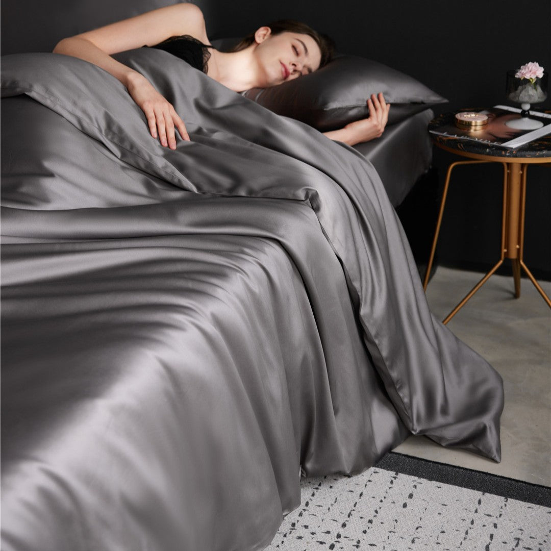 Seiden-Effekt Satin Bettwäsche Set mit kühlendem atmungsaktivem Finish & Kissenbezügen