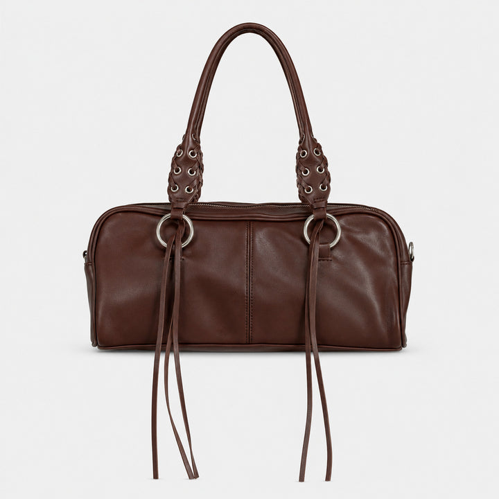 Luxuriöse Lederhandtasche mit geflochtenen Trägern