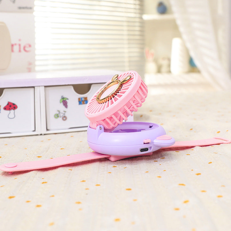 Damen Tragbarer Mini-Ventilator mit integriertem Spiegel und Sprühfunktion Karnz