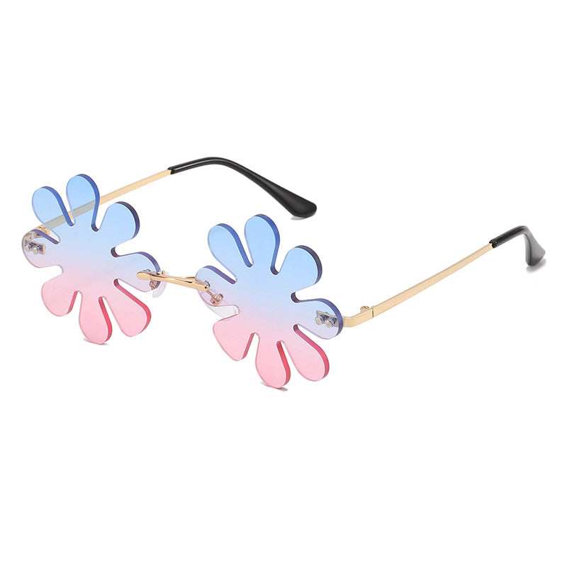 Damen Verspielte Blumen-Sonnenbrille mit stilvollem Metallrahmen Karnz