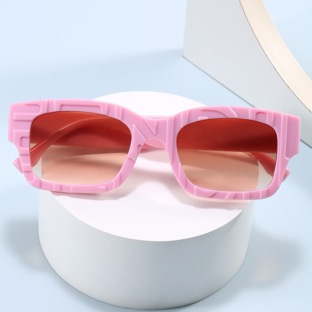 Damen modische quadratische Sonnenbrille mit strukturiertem Rahmen und UV-Schutz Karnz