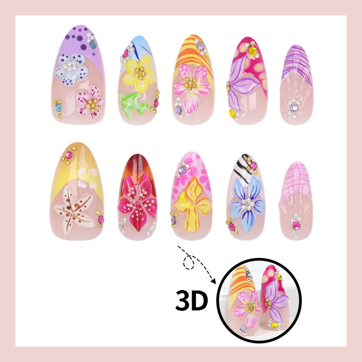 Kunstnagelset mit floralen 3D-Verzierungen Karnz