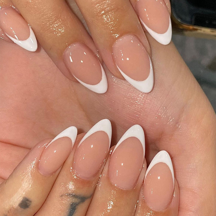 Elegante Stiletto French Tip Druck-Nägel Karnz
