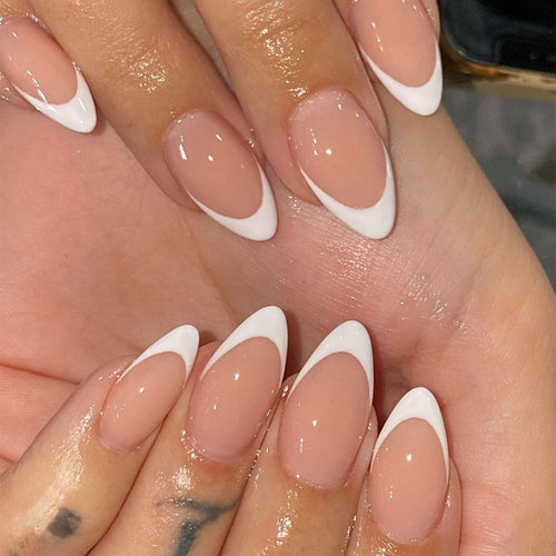 Elegante Stiletto French Tip Druck-Nägel Karnz