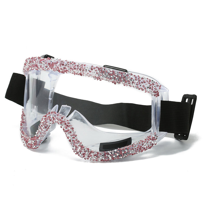 Damen Glamouröse Skibrille mit funkelndem Schmuckrahmen Karnz