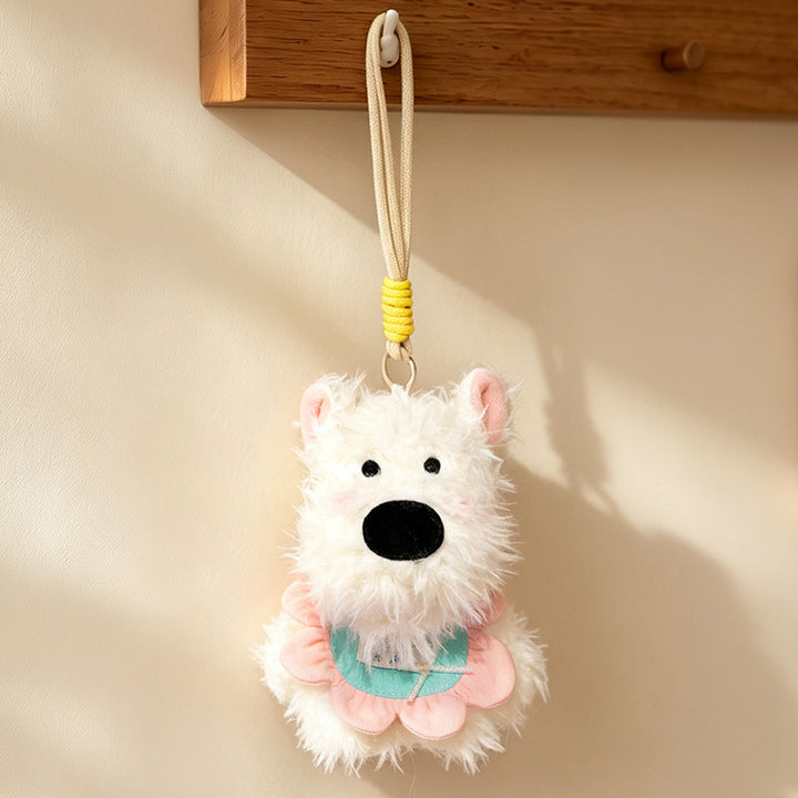 Flauschiger Bunny Taschenanhänger Schlüsselanhänger mit Kunstfell-Plüschkörper und dekorativem Harz-Akzent Karnz