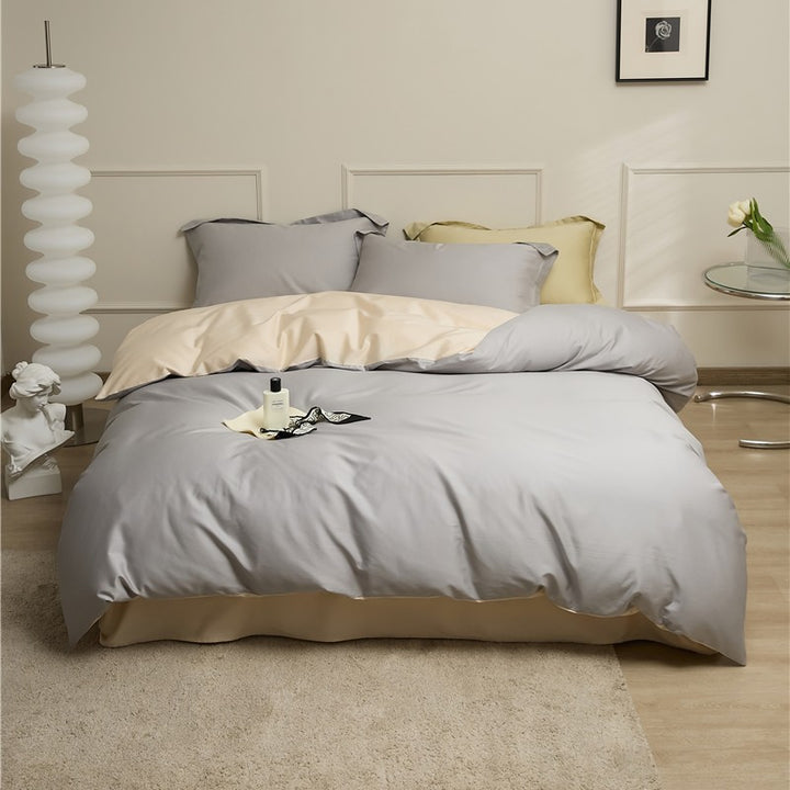 Wendbare Bettgarnitur aus Baumwoll‑Renforcé mit Soft‑Finish, verdecktem Reißverschluss und extra Kissenbezügen