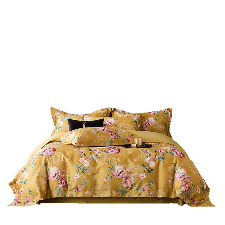 Florales Satin-Effekt Luxus Bettbezug und Kissenbezug Set