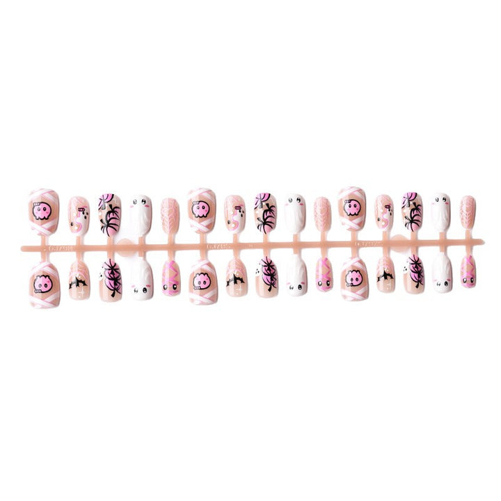 Themenbezogenes Halloween-Geister- und Spinnen-Press-On-Nagel-Set
