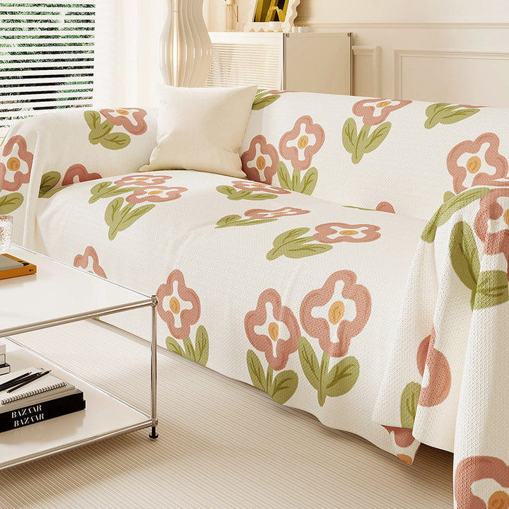 Quilted Floral Sofa Slipcover Protector with Hydrangea Print
