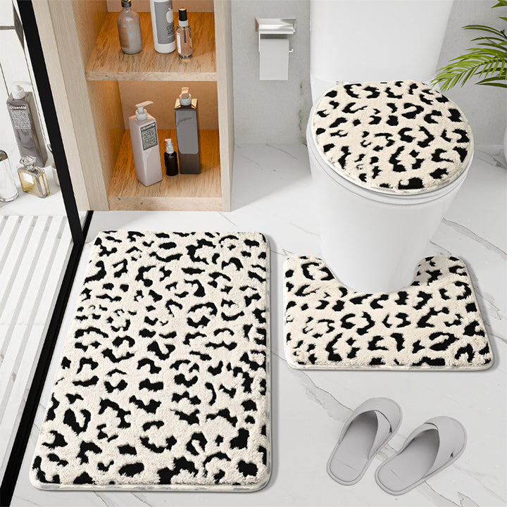 Weiches Luxus-Leopardenmuster-Badeteppich-Set Karnz