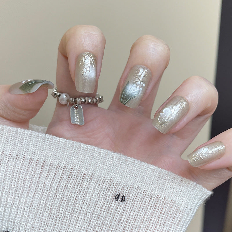 Elegante Blumen Press-On Nagelset Karnz 1789388748