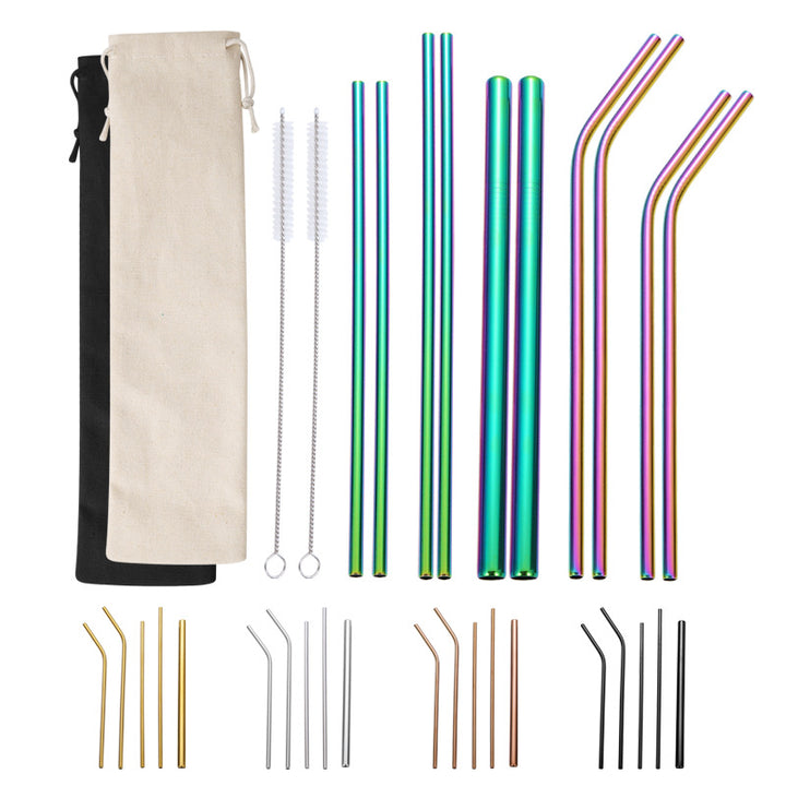 Edelstahl Trinkhalme-Set mit Reinigungsbürsten Karnz