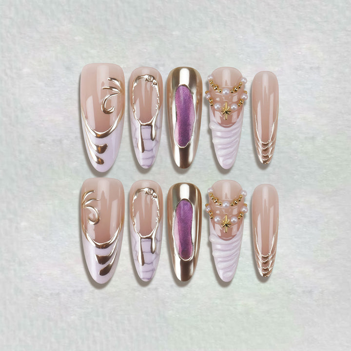 Dekorative Press-On Nagelkunst mit einzigartigen skulptierten Designs Karnz