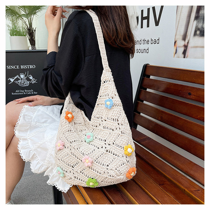 Florale verziertes Häkel-Schultertasche Karnz