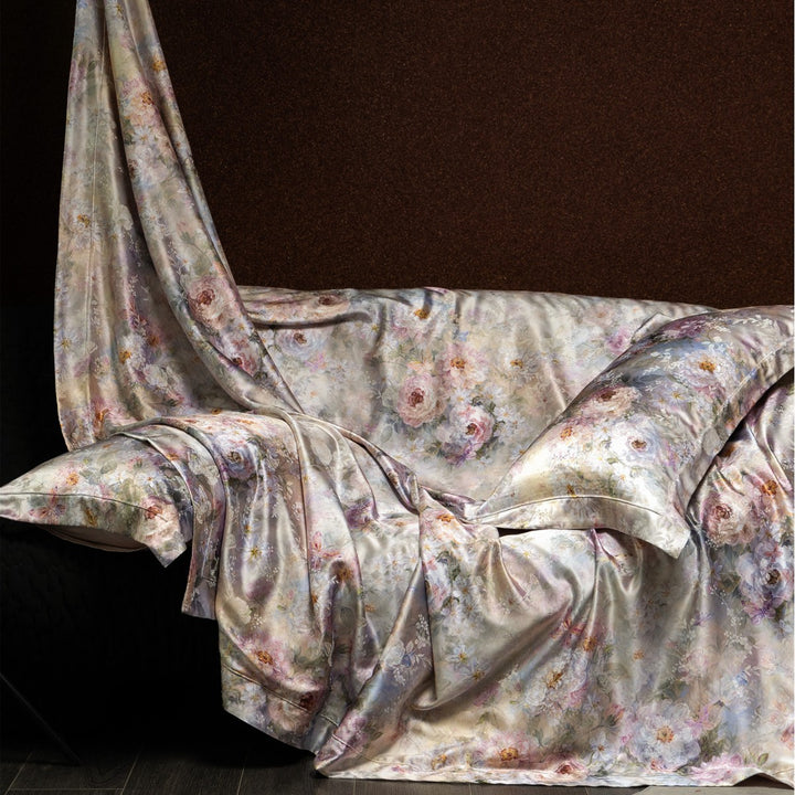 Florales Satin Jacquard Bettbezug Set mit Kissenbezügen