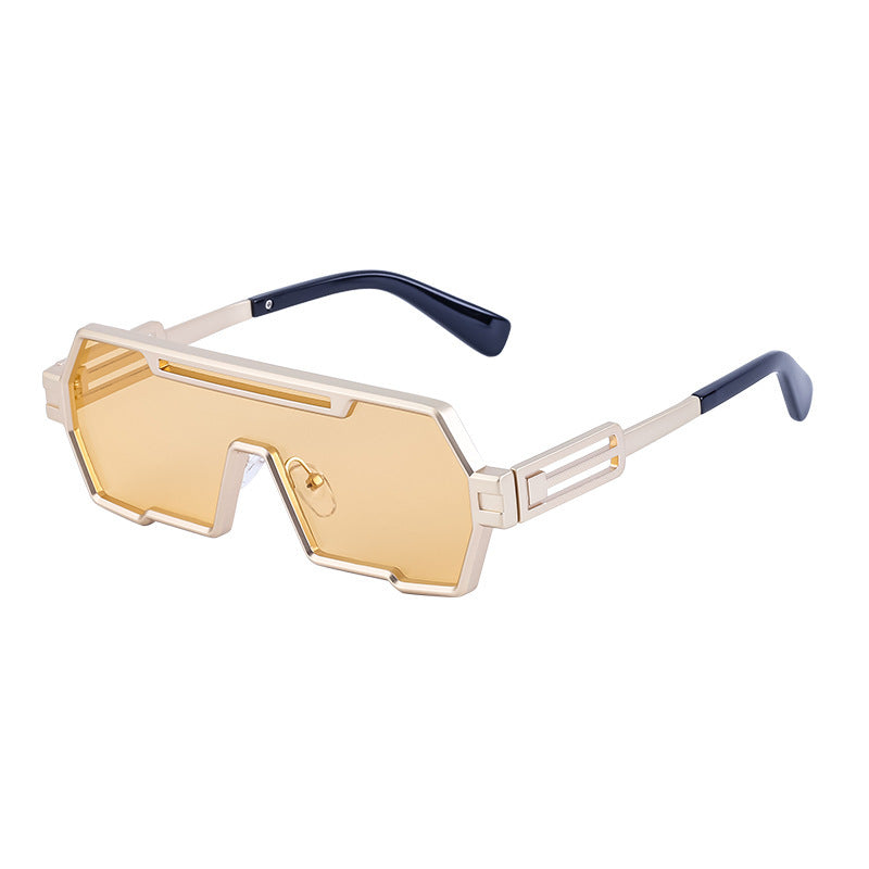 Damen modische Sonnenbrille im futuristischen Design mit breitem Rahmen Karnz