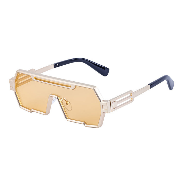 Damen modische Sonnenbrille im futuristischen Design mit breitem Rahmen Karnz