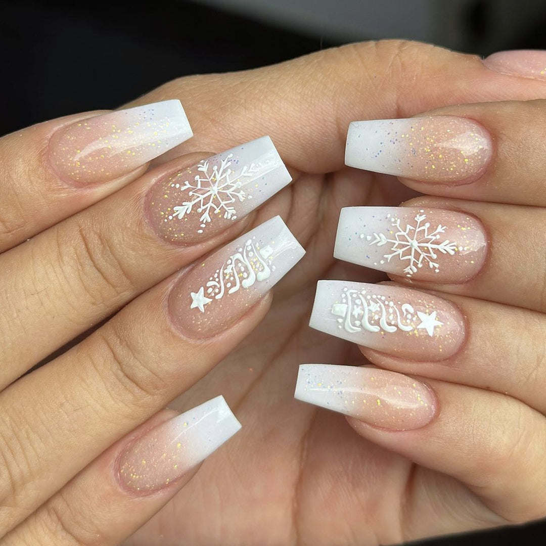 Dekorative winterliche Acryl-Nagelkunstverlängerungen Karnz