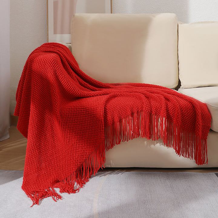 Dekorative Fransen Strickwurfdecke