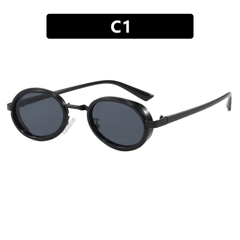 Damen runde Sonnenbrille mit leichten Gläsern und goldenen Akzenten Karnz