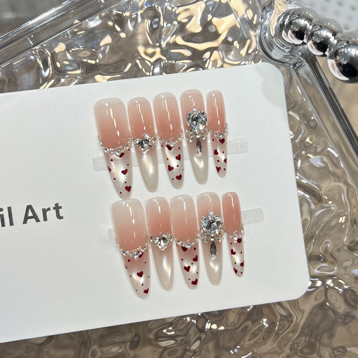Herz-Themen Dekorative Press-On Nagelset