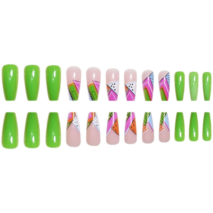 Künstlerische Neon Geometrische Press-On Nagelverlängerungen Karnz
