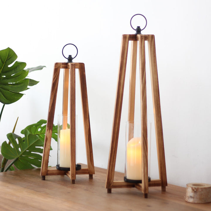 Elegante Laterne aus Holz und Glas Karnz