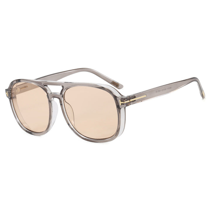 Damen quadratische Sonnenbrille mit luxuriösem Kunststoffrahmen und verspiegelten Gläsern Karnz