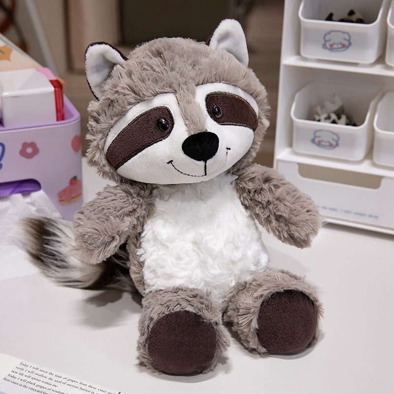 Plüsch Waschbär Weiches Fell Sitzendes Plüschtier mit besticktem Gesicht und flauschigem Schwanz Karnz