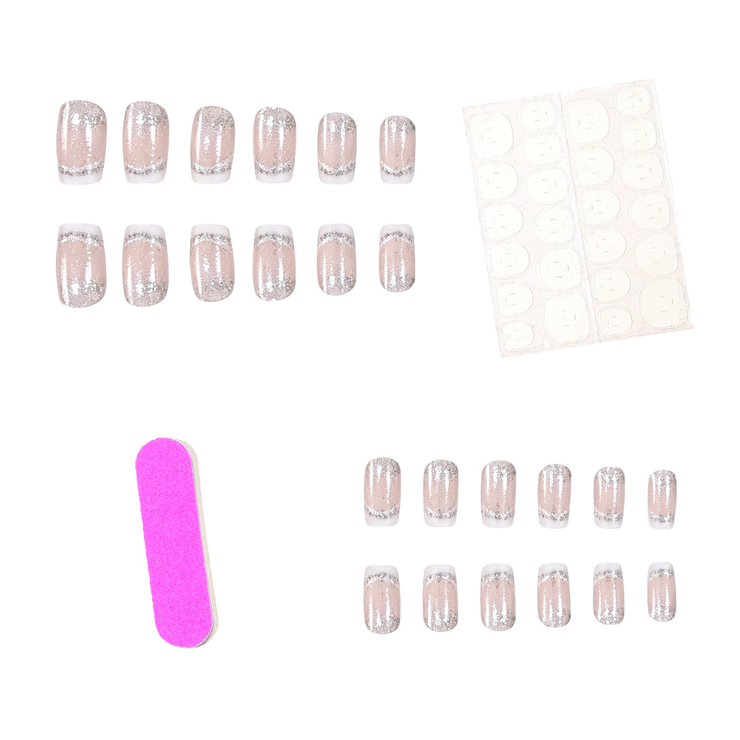 Glitzernde French Tip Acryl-Nagelerweiterungen Karnz