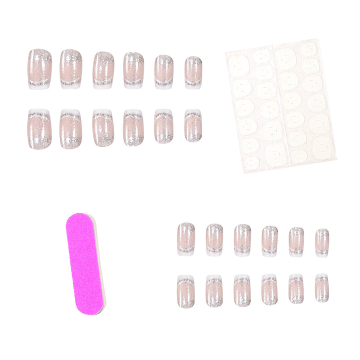 Glitzernde French Tip Acryl-Nagelerweiterungen Karnz
