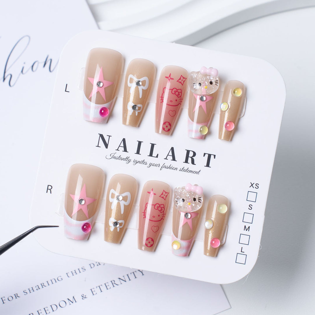 Niedliches tierisches Press-On Nagelkunst Set Karnz