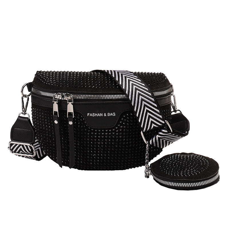 Stylische mit Strass verzierte Mini-Crossbody-Tasche Karnz