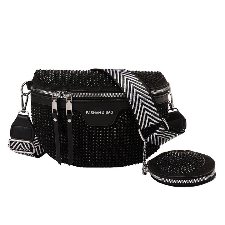 Stylische mit Strass verzierte Mini-Crossbody-Tasche Karnz